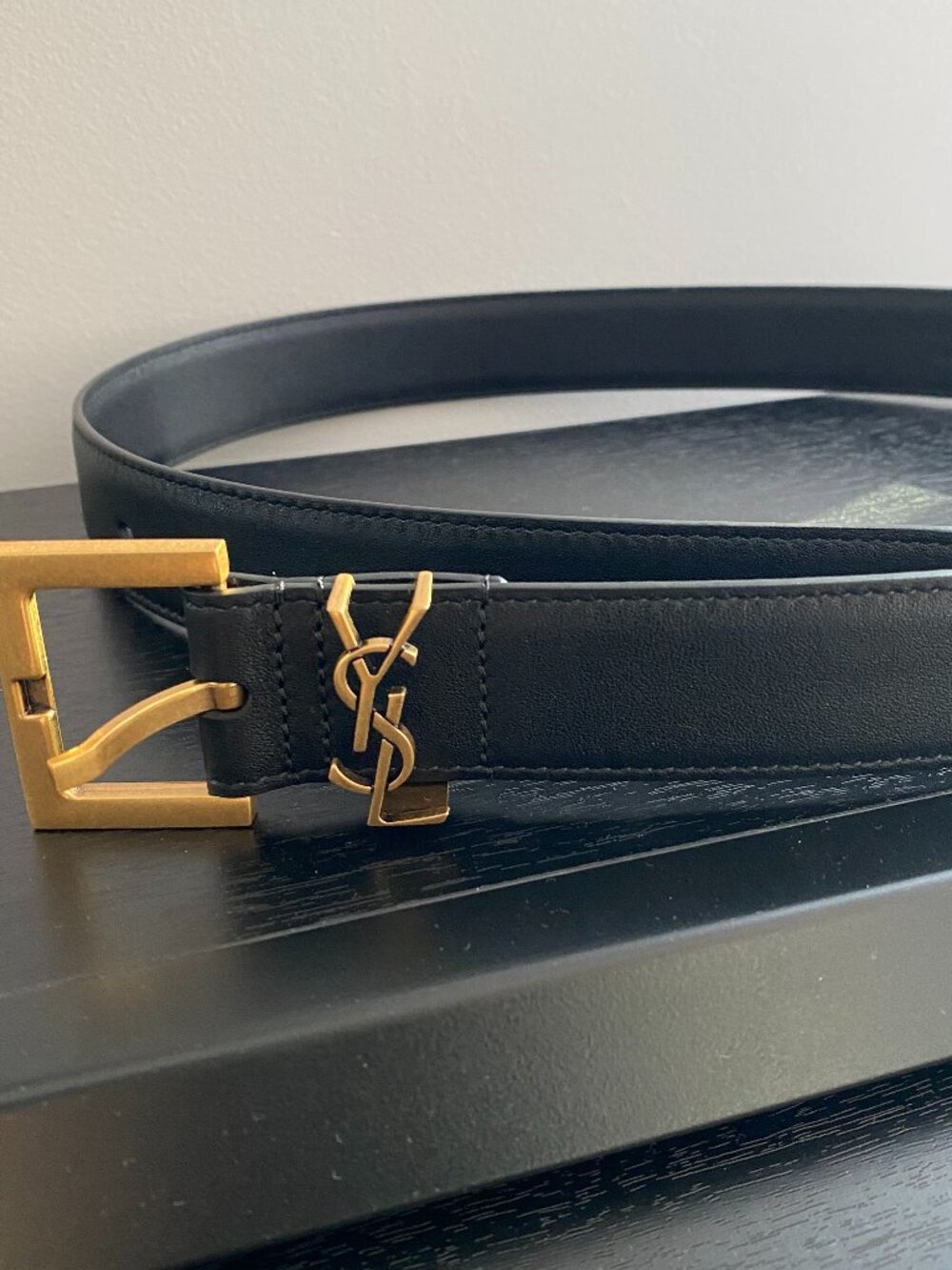 SAINT LAURENT Cassandre YSL Logo Belt in Size 80